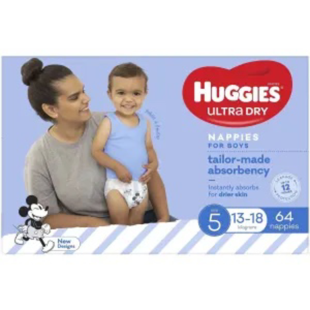 Huggies Ultra Dry Nappies Boys Size 5 (13-18kg) 16 Pack